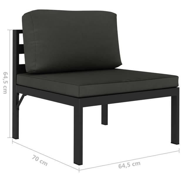 The Living Store Loungeset Modulair - Aluminium - Antraciet - 70x70x64.5 cm - Inclusief kussens