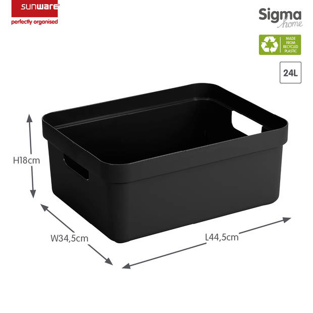 Sunware - Sigma home opbergbox 24L zwart - 44,5 x 34,5 x 18 cm