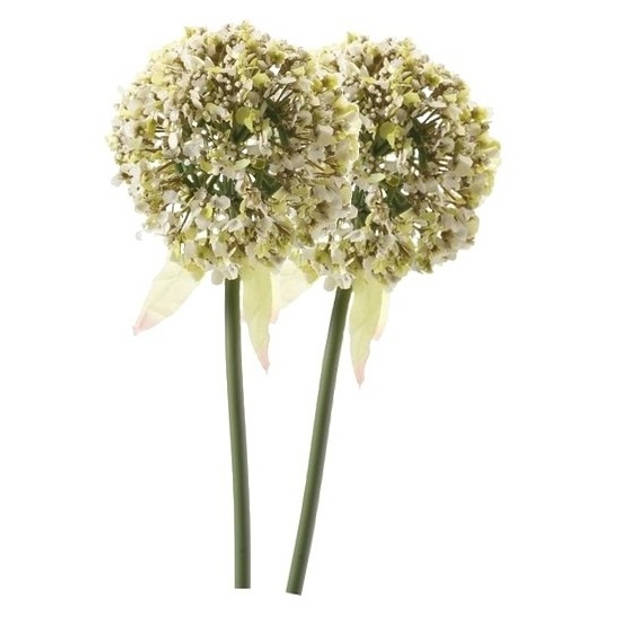 2 x Kunstbloemen steelbloem witte sierui 70 cm - Kunstbloemen