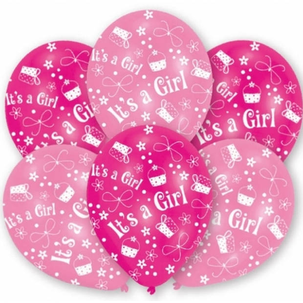 Roze geboorte ballonnen meisje 18x stuks - Ballonnen