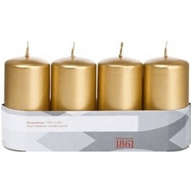 12x Kaarsen goud 5 x 10 cm 18 branduren sfeerkaarsen - Stompkaarsen