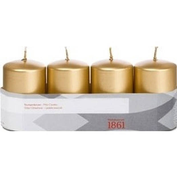 8x Kaarsen goud 5 x 8 cm 18 branduren sfeerkaarsen - Stompkaarsen