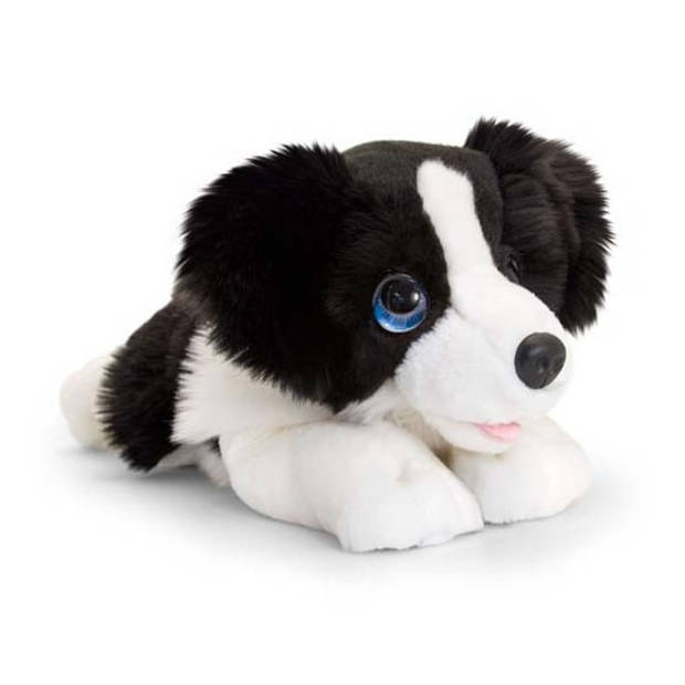 Keel Toys pluche zwart/witte Border collie honden knuffel 32 cm - Knuffel huisdieren