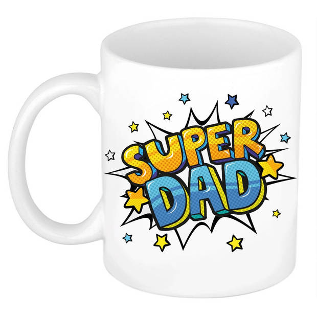Super Dad mok en Mom pop art mok - Vaderdag en moederdag cadeau - feest mokken