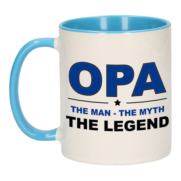 Opa the legend cadeau mok / verjaardag beker 300 ml - feest mokken