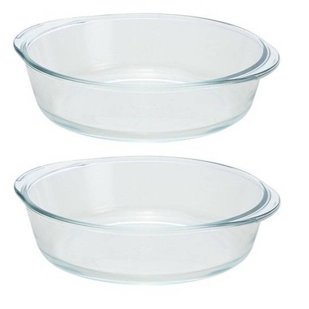 2x Ovenschotels rond glas 1,5 liter - Ovenschalen