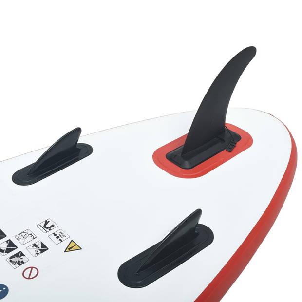 The Living Store SUP Board - Inflatable Stand Up Paddleboard - 390 x 81 x 10 cm - Red and White - EVA and Aluminium