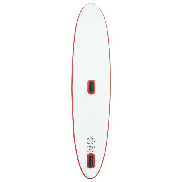 The Living Store Stand Up Paddleboard - Opblaasbaar - 330 x 72 x 10 cm - Rood en wit - 100 kg draagvermogen