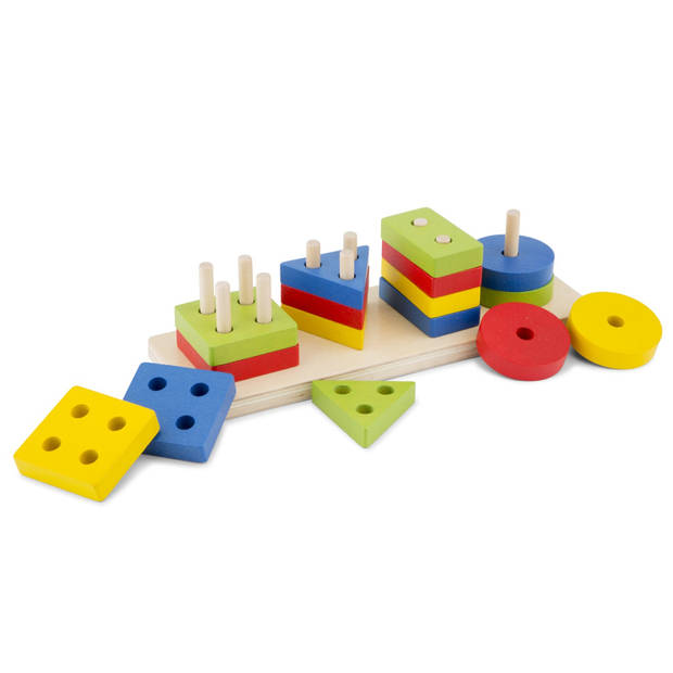 New Classic Toys blokkenpuzzel Geometrisch junior hout 16 stukjes