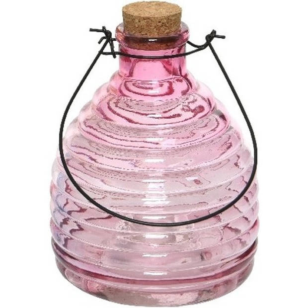 Wespenvanger/wespenval roze 17 cm van glas - Ongediertevallen - Ongediertebestrijding
