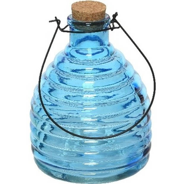 Wespenvanger/wespenval blauw 17 cm van glas - Ongediertevallen - Ongediertebestrijding