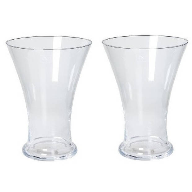 2x Bloemen boeket uitlopende vaas glas 30 cm - Vazen