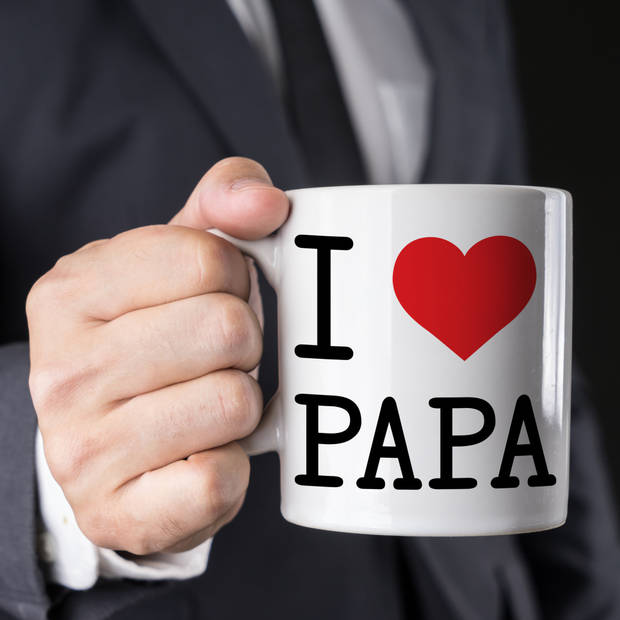 Cadeau I love papa kado koffiemok / beker voor verjaardag / Vaderdag 300 ml - feest mokken