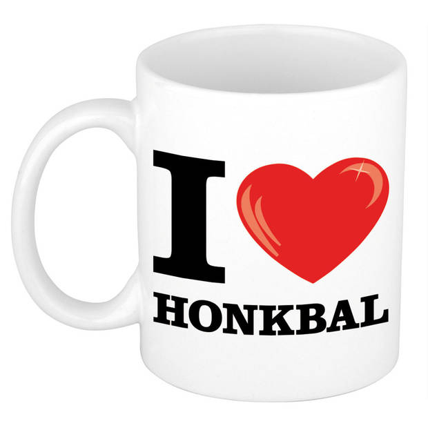 Cadeau I love honkbal kado koffiemok / beker voor spel liefhebber 300 ml - feest mokken