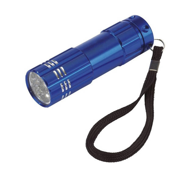 1x Voordelige LED power zaklampen blauw 9.5 cm - Sleutelhangers