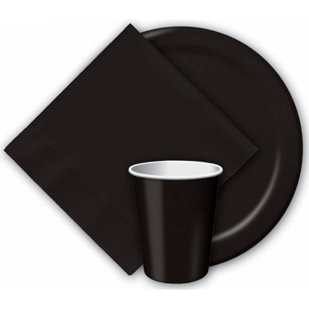 8x Zwarte wegwerp bordjes van karton 23 cm - Feestbordjes