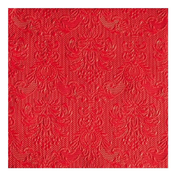 15x stuks servetten rood met decoratie 3-laags - Feestservetten