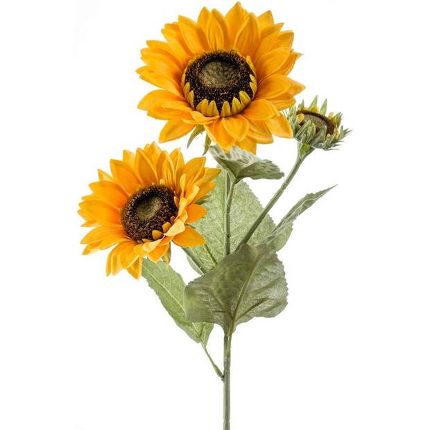 Nep/namaak zonnebloemen kunstbloemen 62 cm met 3 knoppen - Kunstbloemen