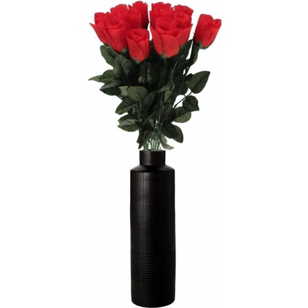 12x Nep planten rode Rosa roos kunstbloemen 60 cm decoratie - Kunstbloemen