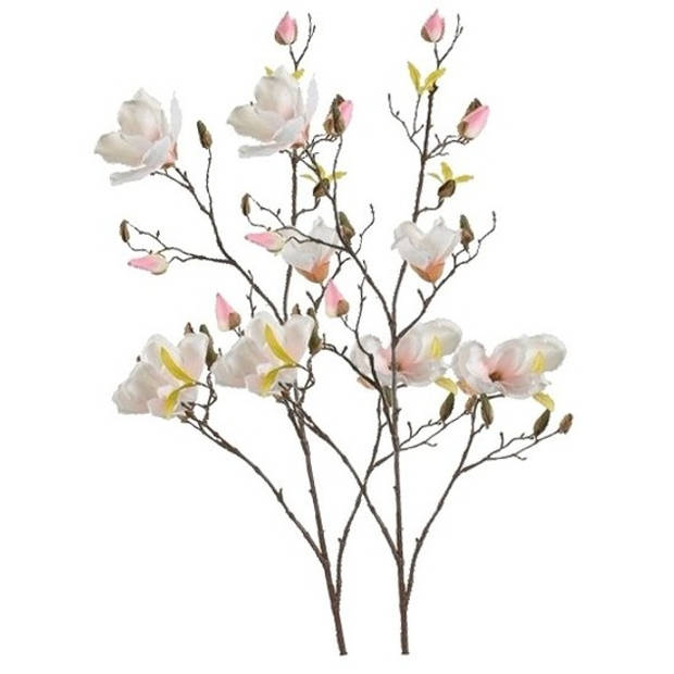 2x Creme Magnolia kunstbloem 105 cm - Kunstbloemen