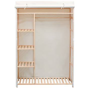 The Living Store Stoffen Kledingkast - 110x40x170 cm - Stof - Grenenhout