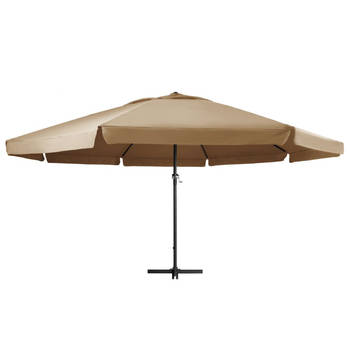 The Living Store Tuinparasol - Grote taupe parasol - UV-beschermend polyester - Sterke aluminium paal - Inclusief