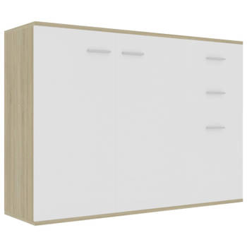 vidaXL Dressoir 105x30x75 cm bewerkt hout wit en sonoma eikenkleurig