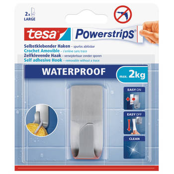 Powerstrips RVS haken waterproof Tesa 2 stuks - Handdoekhaakjes