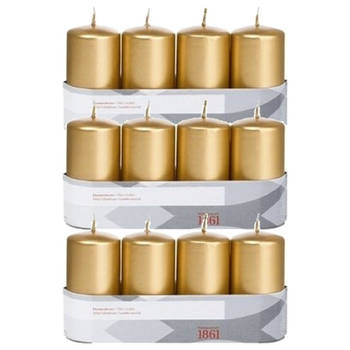 12x Kaarsen goud 5 x 10 cm 18 branduren sfeerkaarsen - Stompkaarsen
