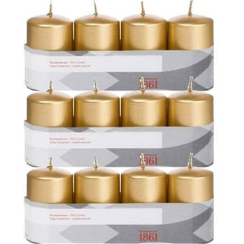 12x Kaarsen goud 5 x 8 cm 18 branduren sfeerkaarsen - Stompkaarsen
