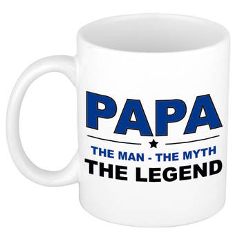 Papa the legend cadeau mok / verjaardag beker 300 ml - feest mokken