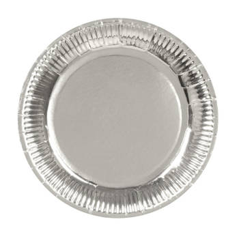 24x Zilveren feest borden 23 cm decoraties - Feestbordjes