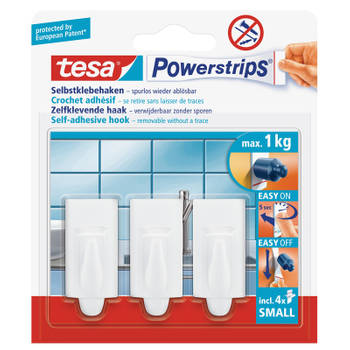 3x Tesa Powerstrips haken trend small klusbenodigdheden - Handdoekhaakjes