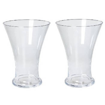2x Bloemen boeket uitlopende vaas glas 30 cm - Vazen