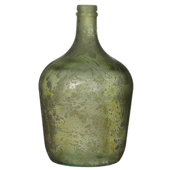 Decoratiefles / bloemenvaas groen glas 30 x 18 cm - Vazen