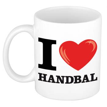 Cadeau I love handbal kado koffiemok / beker voor handbal liefhebber 300 ml - feest mokken