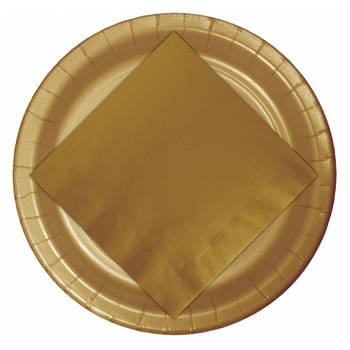 24x Gouden wegwerp bordjes van karton 23 cm - Feestbordjes