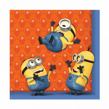 Minions thema feest servetten 33 x 33 cm papier - 20x - Kinderfeestje - Feestservetten