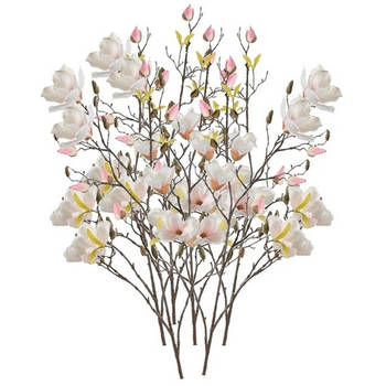 6x Creme Magnolia kunstbloem 105 cm - Kunstbloemen