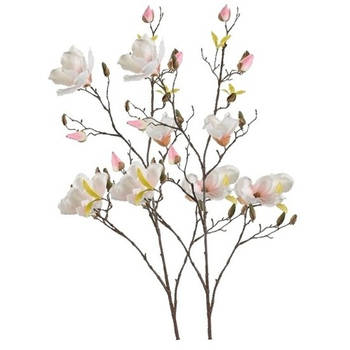 2x Creme Magnolia kunstbloem 105 cm - Kunstbloemen