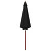 The Living Store Parasol Zwart 300 cm - UV-bestendig polyester - Houten paal - Zwengelmechanisme