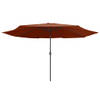 The Living Store Parasol Terracotta 400 x 267 cm - Anti-vervagend polyester - Metalen paal - 8 baleinen