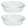 2x Ovenschotels rond glas 1,5 liter - Ovenschalen