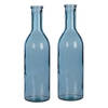 2x Decoratiefles / glazen fles blauw 50 x 15 cm - Vazen