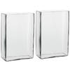 2x Hoge glazen vaas transparant glas rechthoekig 20 x 10 x 30 cm - Vazen