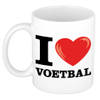 Cadeau I love voetbal kado koffiemok / beker voor voetbal liefhebber 300 ml - feest mokken
