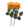 2 x Kunstbloemen steelbloem geel/oranje roos Simone 45 cm - Kunstbloemen