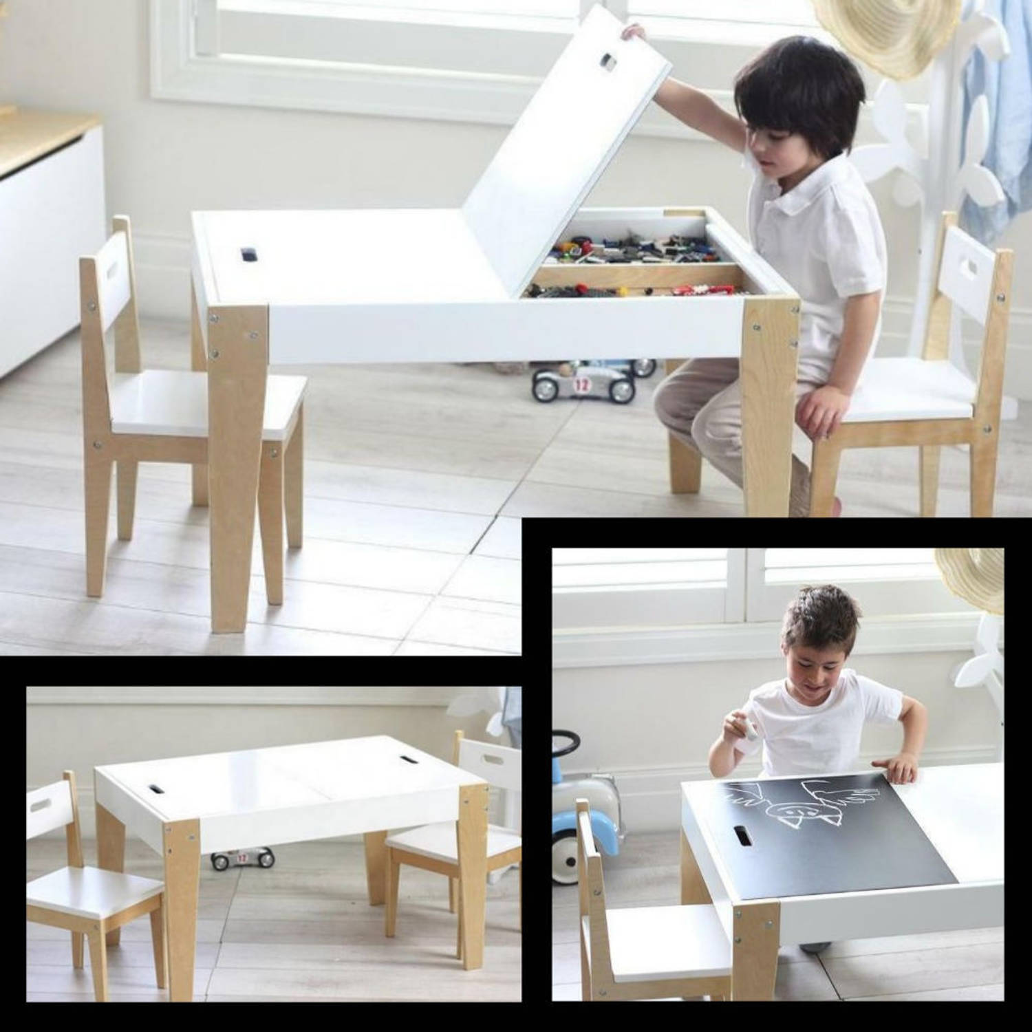 Mislukking kroon Wedstrijd Kindertafel met stoeltjes van hout - 1 tafel en 2 stoelen | Blokker