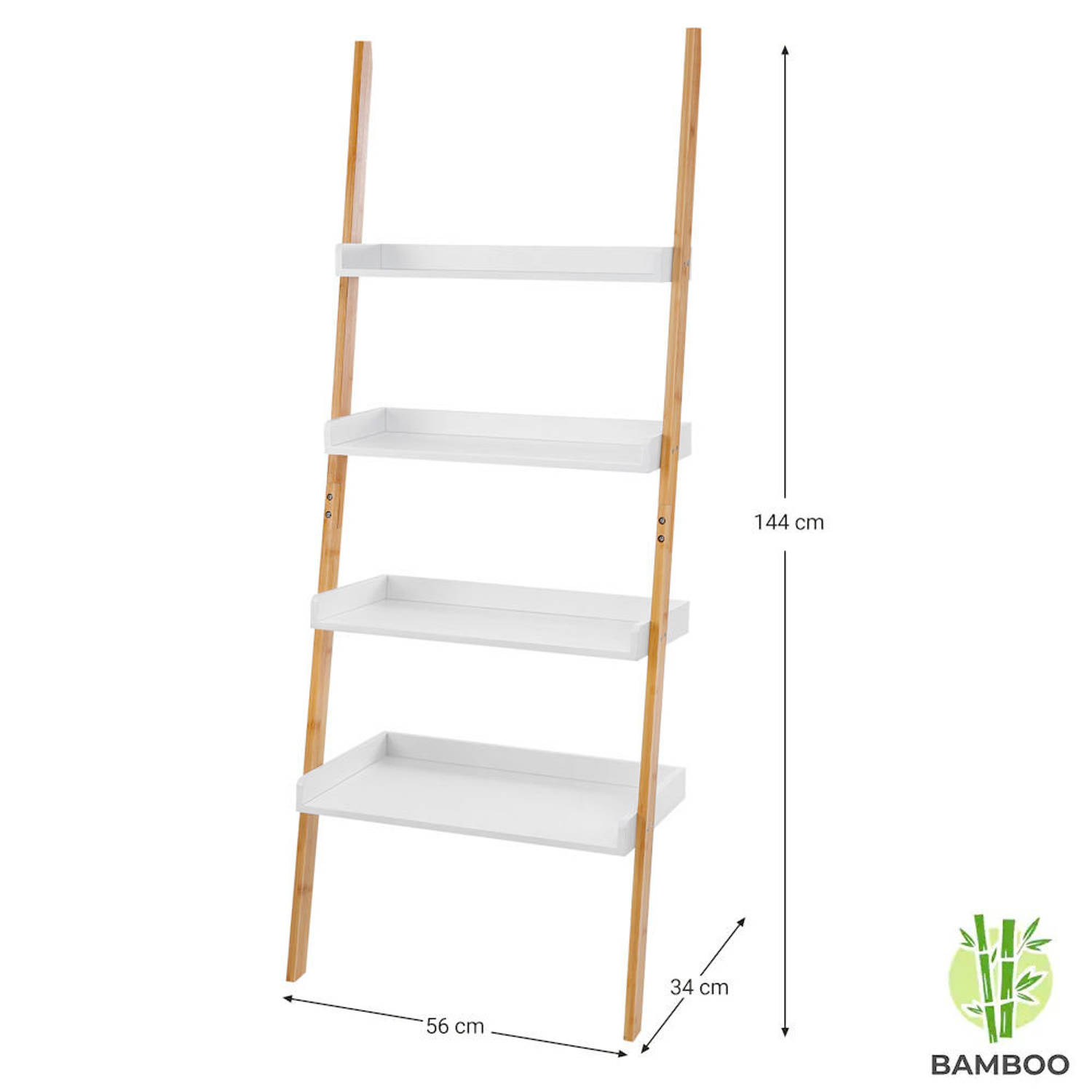 knal gemakkelijk te kwetsen feit Ladderrek van bamboe hout - Houten decoratie ladder - Open ladderkast |  Blokker