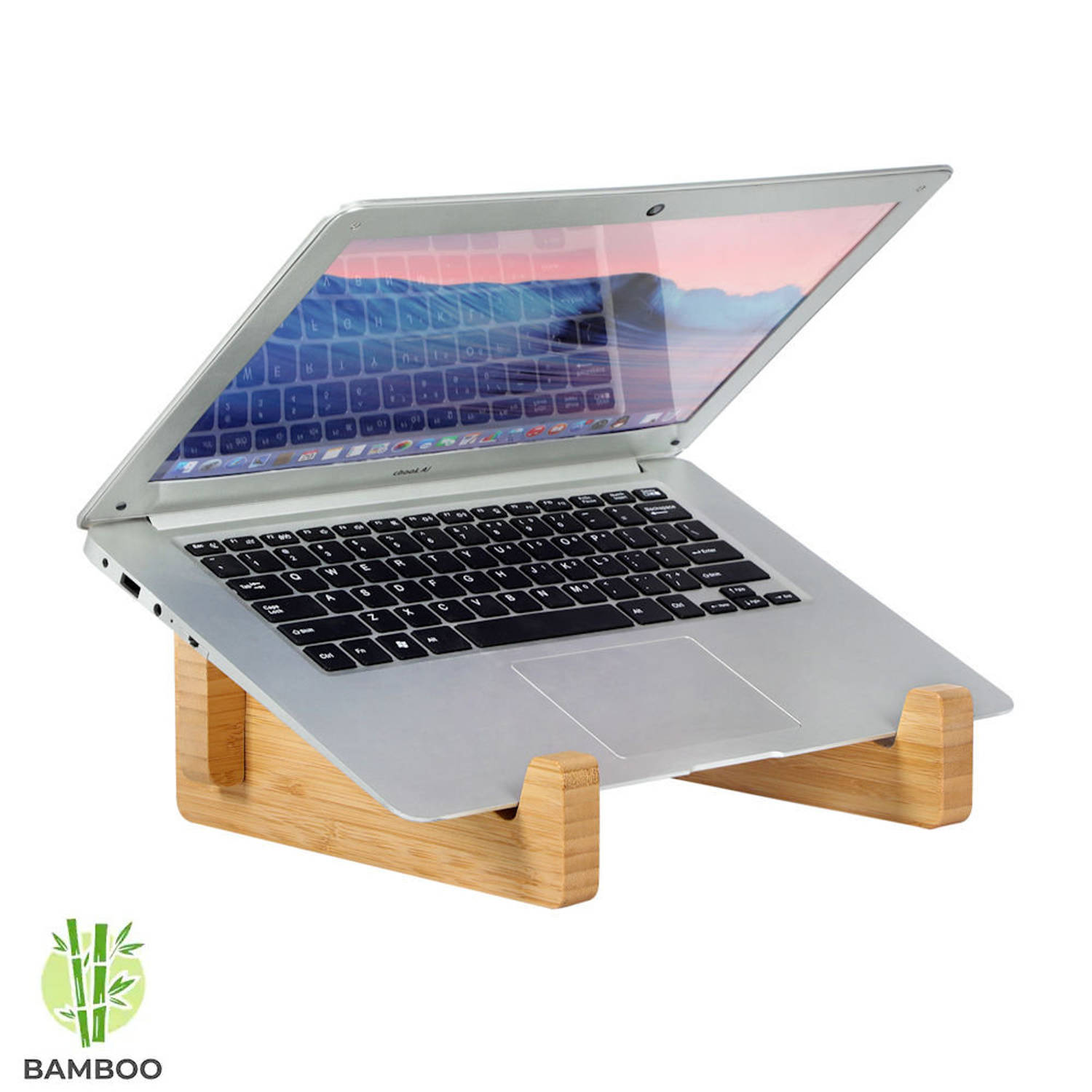 Numeriek Bediende Een zekere Laptop standaard van Bamboe hout - Houten laptopstandaard - | Blokker